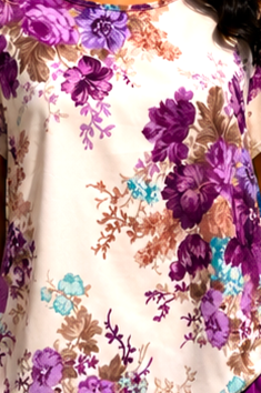 Compleu damă magenta cu bluză imprimată floral și pantaloni largi [2]