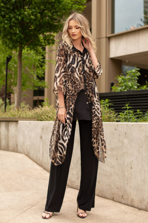 COSTUME DAMĂ - Compleu Vals elegant mărime mare cu pantalon evazat