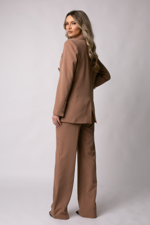 Costum elegant camel cu două rânduri de nasturi tip accesoriu [3]