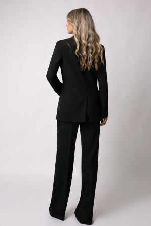 Costum elegant negru cu două rânduri de nasturi tip accesoriu [3]