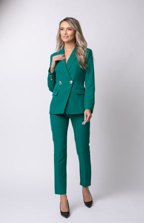 COLECȚIE NOUĂ - Costum elegant verde cu nasturi aurii