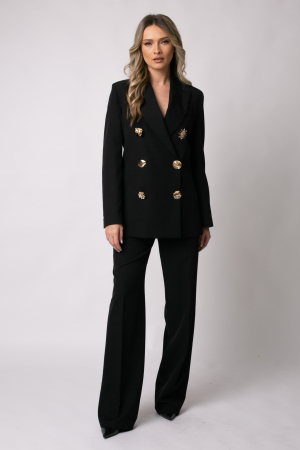 VEZI TOATE - Costum elegant negru cu două rânduri de nasturi tip accesoriu