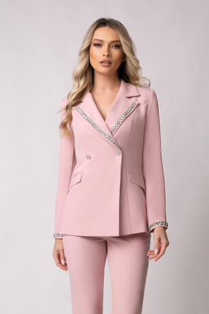 Costum elegant roz cu rever accesorizat [4]