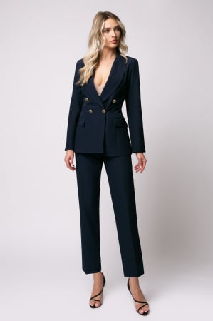 COSTUME DAMĂ - Costum Elis office bleumarin cu două rânduri de nasturi