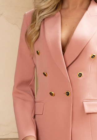 Costum Elis office roz pudră cu două rânduri de nasturi [4]