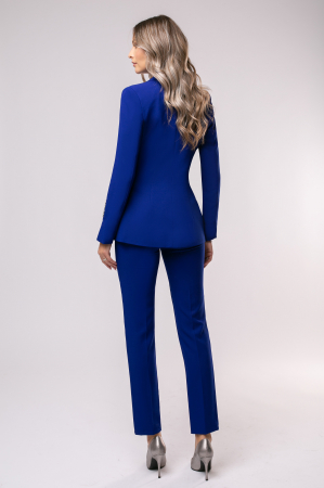Costum From elegant albastru cu mâneci accesorizate [5]