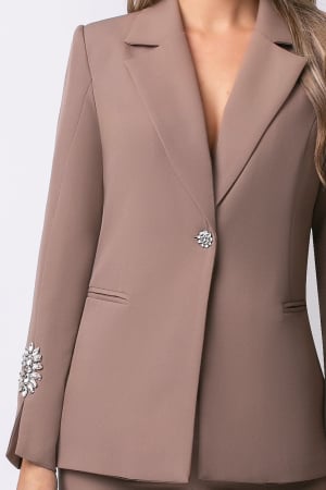 Costum From elegant bej cu mâneci accesorizate [2]