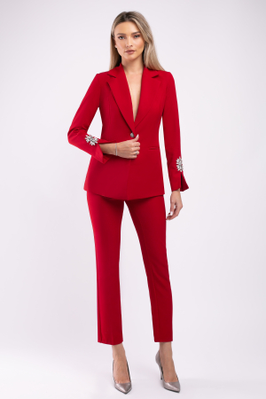 COSTUME DAMĂ - Costum From elegant roșu cu mâneci accesorizate