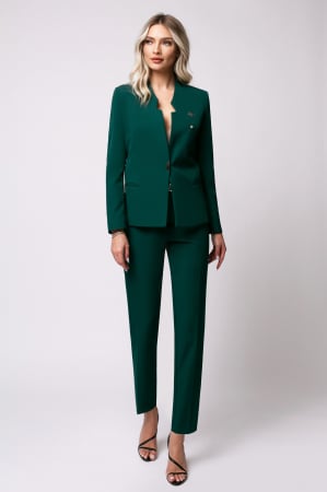 COSTUME DAMĂ - Costum Lilia office  mărime mare verde accesorizat cu broșă
