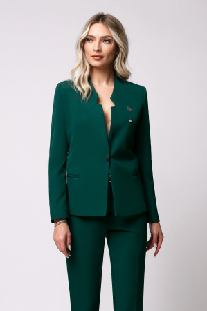 Costum Lilia office  mărime mare verde accesorizat cu broșă [4]