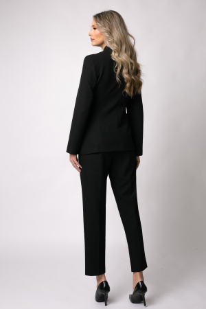 Costum office mărime mare negru accesorizat cu broșă pe rever [2]