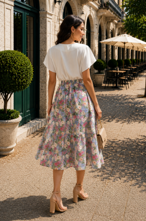 Fustă midi cu imprimeu floral multicolor [4]