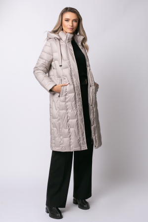 Geacă bej toamna-iarnă, matlasată cu glugă detașabilă [1]