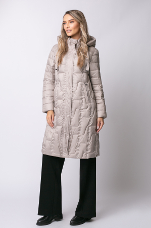 Geacă bej toamna-iarnă, matlasată cu glugă detașabilă [5]