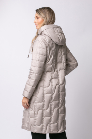 Geacă bej toamna-iarnă, matlasată cu glugă detașabilă [2]