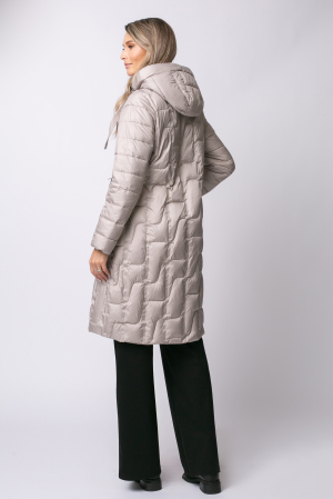 Geacă bej toamna-iarnă, matlasată cu glugă detașabilă [6]