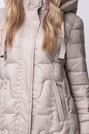 Geacă bej toamna-iarnă, matlasată cu glugă detașabilă [3]