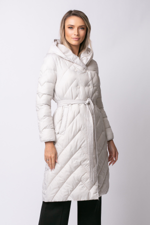 PALTOANE, GECI ȘI VESTE - Geacă Eli albă toamna-iarnă, matlasată cu glugă
