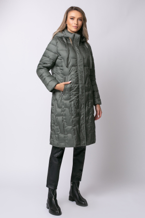 Geacă gri petrol toamna-iarnă, matlasată cu glugă detașabilă [4]