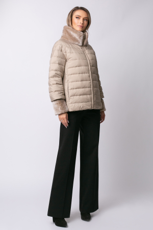 Geacă Inessa Madzerini bej din puf natural și guler din blană [6]