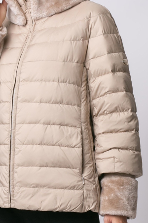 Geacă Inessa Madzerini bej din puf natural și guler din blană [8]