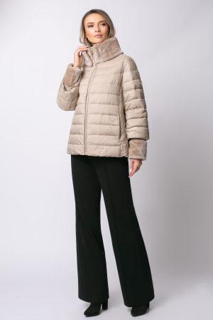 Geacă Inessa Madzerini bej din puf natural și guler din blană [2]
