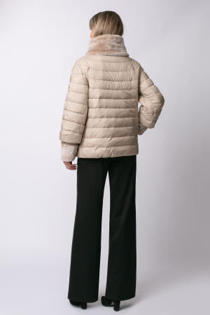 Geacă Inessa Madzerini bej din puf natural și guler din blană [7]