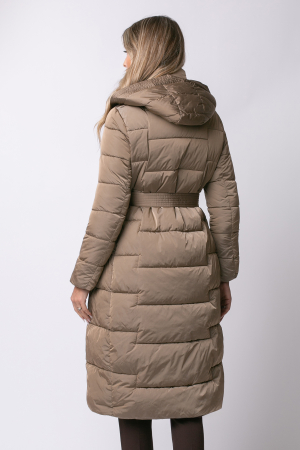 Geacă lungă camel de iarnă, matlasată cu glugă [2]