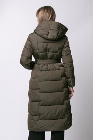 Geacă lungă kaki de iarnă, matlasată cu glugă [2]