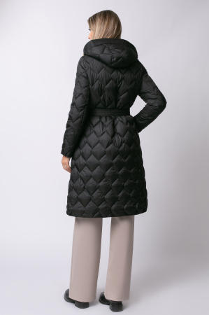 Geacă lungă neagră de iarnă, matlasată cu glugă [5]