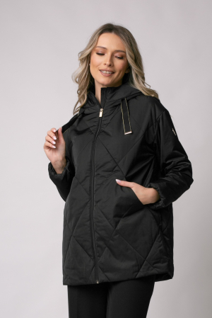 MĂRIMI MARI - Geacă Madzerini Aria primăvară-toamnă neagră cu glugă
