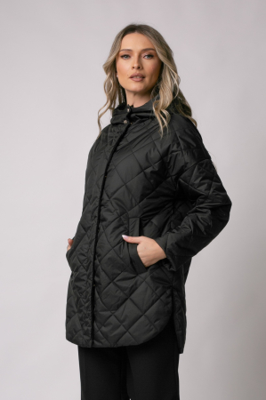 MĂRIMI MARI - Geacă Madzerini HELLA primăvară-toamnă neagră cu glugă