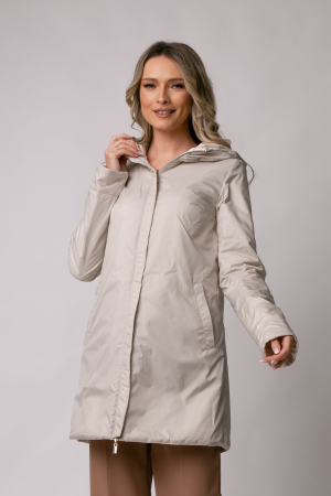 MĂRIMI MARI - Geaca Madzerini Olga bej de primavară-toamnă cu doua fețe