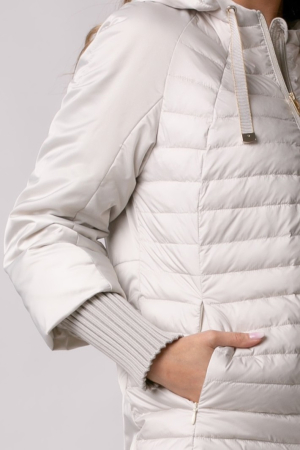 Geacă Mango Madzerini primăvară-toamna bej perlat cu glugă și manșete croșetate [6]