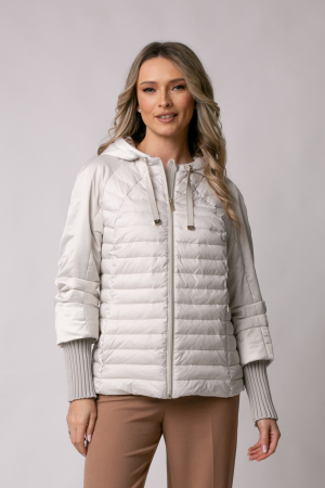 MĂRIMI MARI - Geacă Mango Madzerini primăvară-toamna bej perlat cu glugă și manșete croșetate