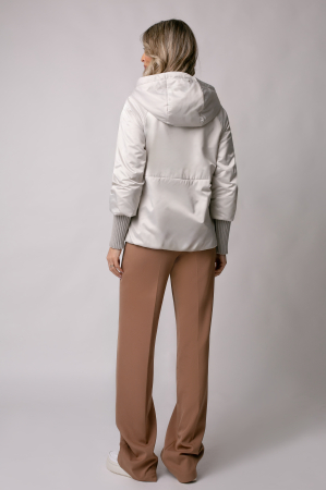 Geacă Mango Madzerini primăvară-toamna bej perlat cu glugă și manșete croșetate [2]