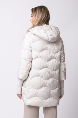 Geaca Mara albă din fâș matlasată cu glugă [2]