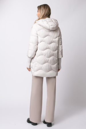 Geaca Mara albă din fâș matlasată cu glugă [5]