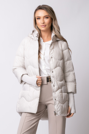 Geaca Mara albă din fâș matlasată cu glugă [3]