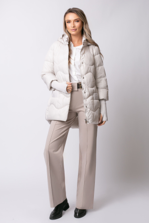 Geaca Mara albă din fâș matlasată cu glugă [1]