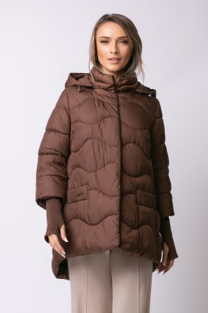 PALTOANE, GECI ȘI VESTE - Geaca Mara maro din fâș matlasată cu glugă
