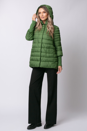 Geaca Mara verde din fâș matlasată cu glugă [1]