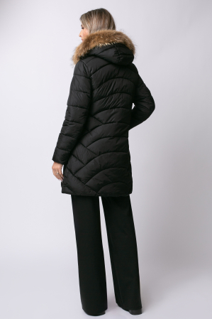 Geacă neagră de iarnă cu blană [5]