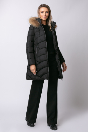 Geacă neagră de iarnă cu blană [1]