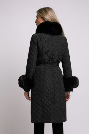 Geacă neagră matlasată cu blană detașabilă la guler și mâneci [7]