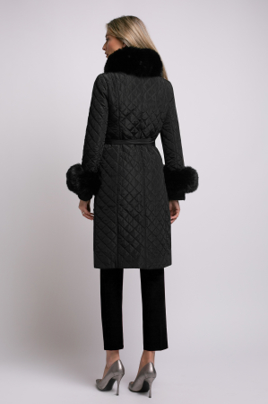 Geacă neagră matlasată cu blană detașabilă la guler și mâneci [2]