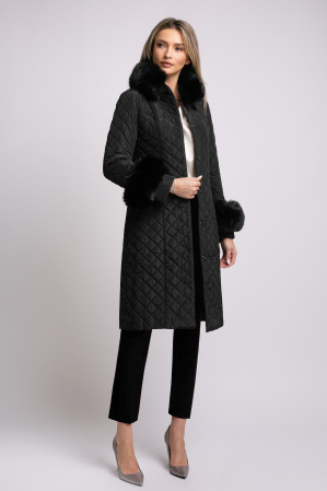 Geacă neagră matlasată cu blană detașabilă la guler și mâneci [1]