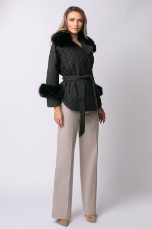 Geacă neagră over size din fâș cu blană detașabilă [1]