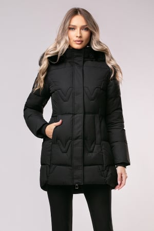 COLECȚIE NOUĂ - Geaca Nona negră din fâș cu glugă