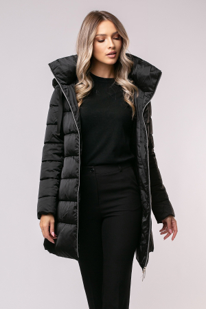 Geaca Nona negră din fâș cu glugă [4]
